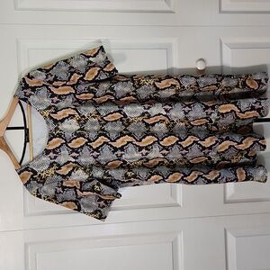 Splash Multicolor Snake Print Dress Size 16 Lagenlook Animal Print Stretch Knee